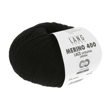 Lang Yarns Merino 400 Lace  - 004 Zwart